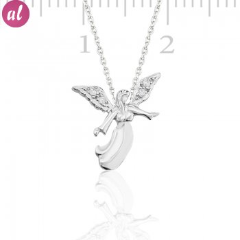 Zircon Stone Silver Angel Necklace