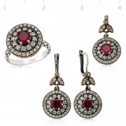 Silver Zircon Red Stone Authentic Oval Collection
