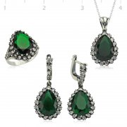 Silver Zircon Green Stone Authentic Collection